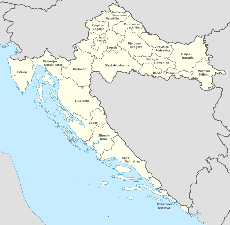 Карта административного деления Хорватии